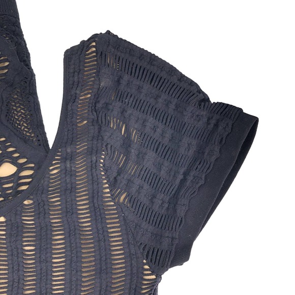 Bebe NEW Womens Size Small Double Layer Black Crochet Body-Con Dress Going Out - Picture 4 of 5